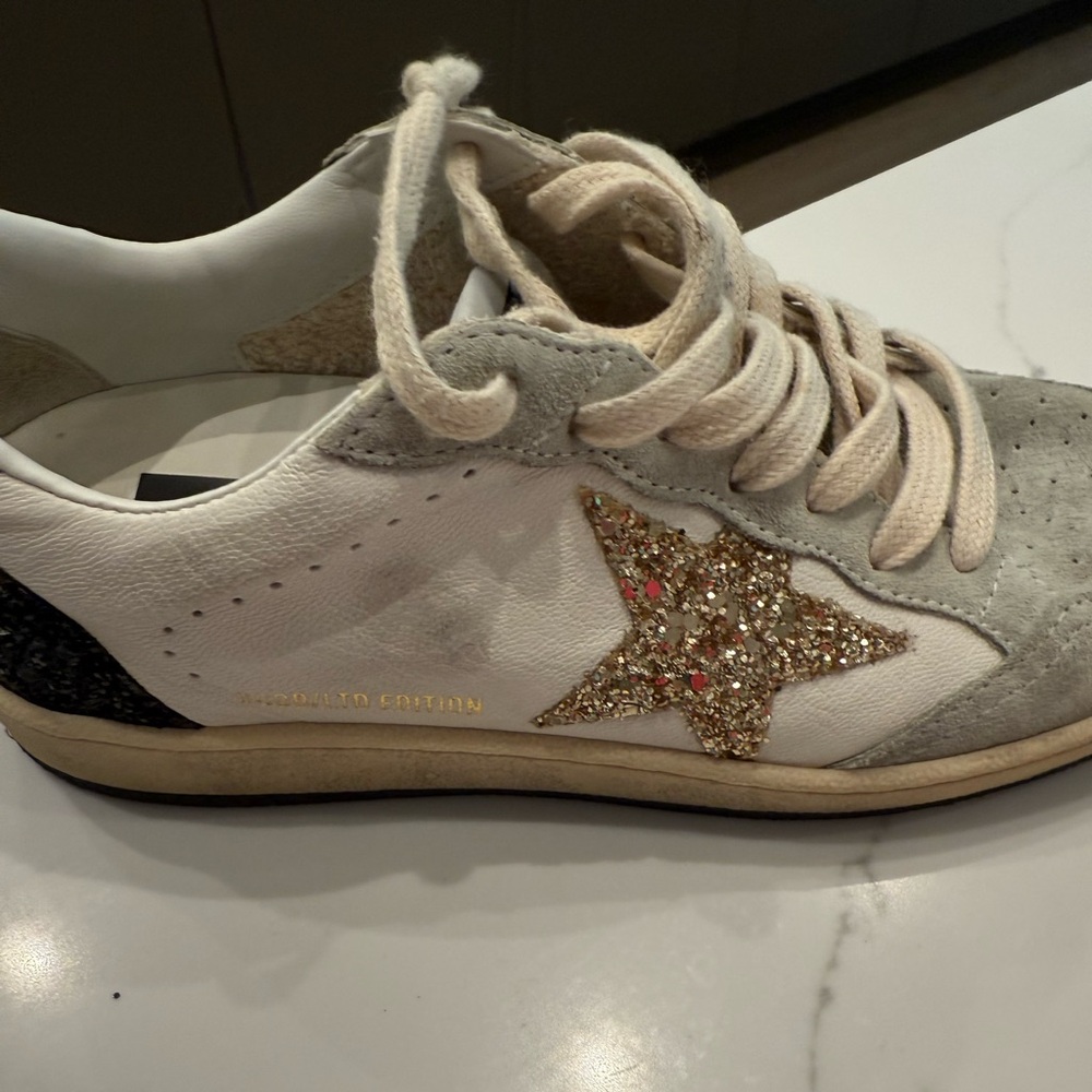 Golden Goose Women's Glitter Star Sneakers - White, Black, and Gray